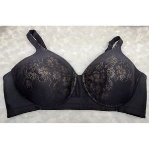 Vanity Fair Beauty Back Full Figure Wirefree Bra 71380 Black Floral Lace 40C